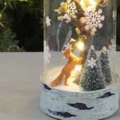 Christmas Woodland Scene Light Up Glass Christmas Decoration (Battery Operated) -Christmas Decoration Shop 12837638 2264884030544029