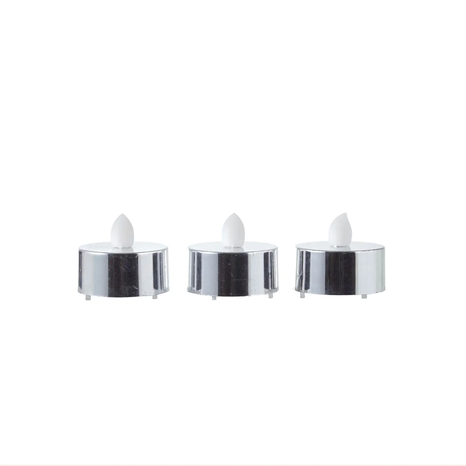 Chrome LED Christmas Tealight - 6 Pack (Battery Operated) 3 Chrome LED Christmas Tealight - 6 Pack (Battery Operated)