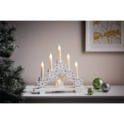 5 LED White Star Christmas Candle Bridge (Battery Operated)