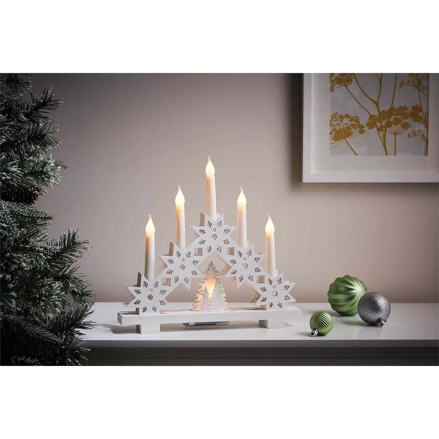 5 LED White Star Christmas Candle Bridge (Battery Operated) 3 5 LED White Star Christmas Candle Bridge (Battery Operated)