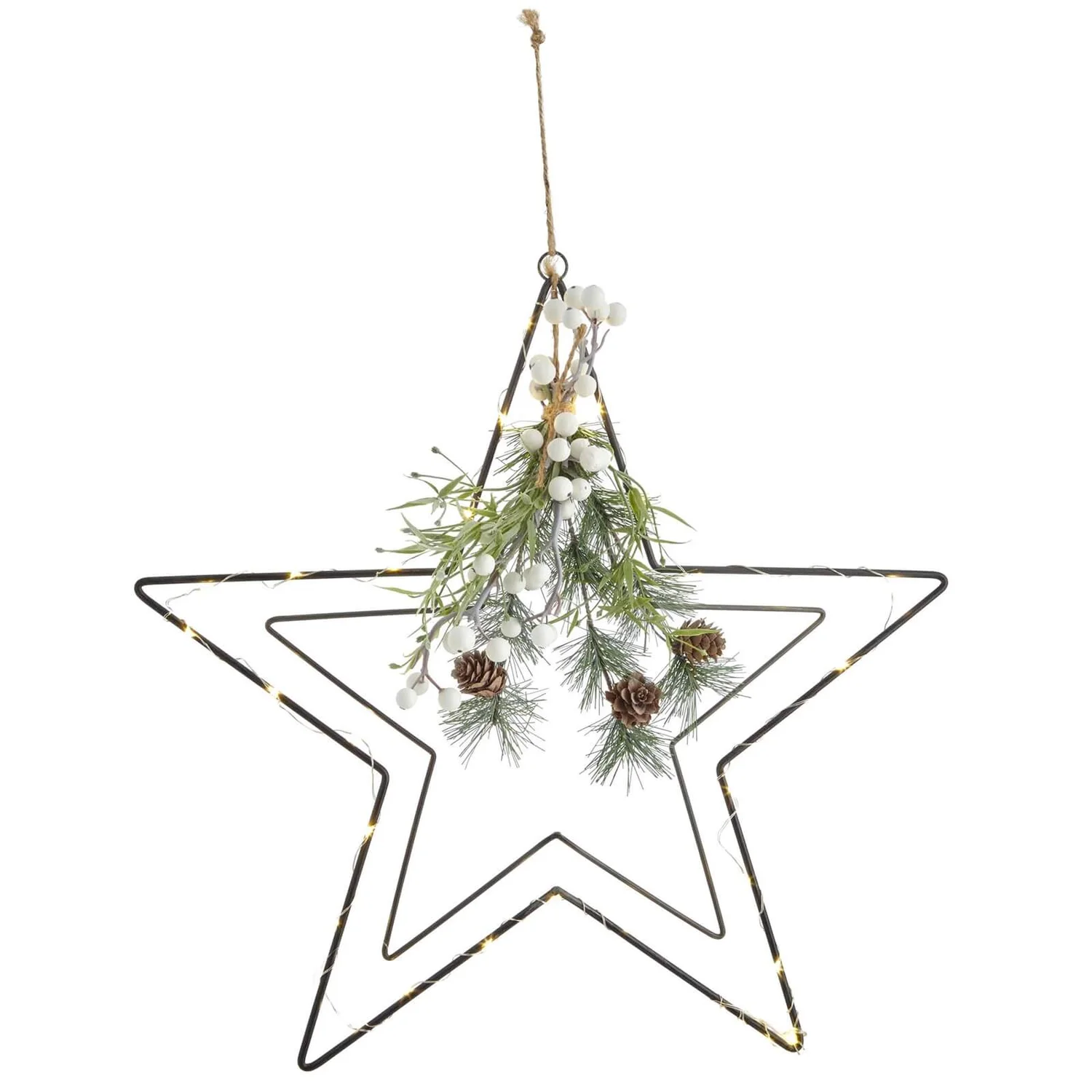 Pre-lit Mistletoe Wire Star Christmas Decoration (Battery Operated) 3 Pre-lit Mistletoe Wire Star Christmas Decoration (Battery Operated)
