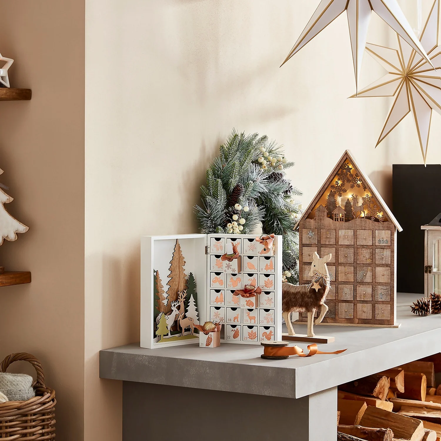 Wooden Light Up Christmas Advent Calendar House (Battery Operated) 4 Wooden Light Up Christmas Advent Calendar House (Battery Operated) - Image 2