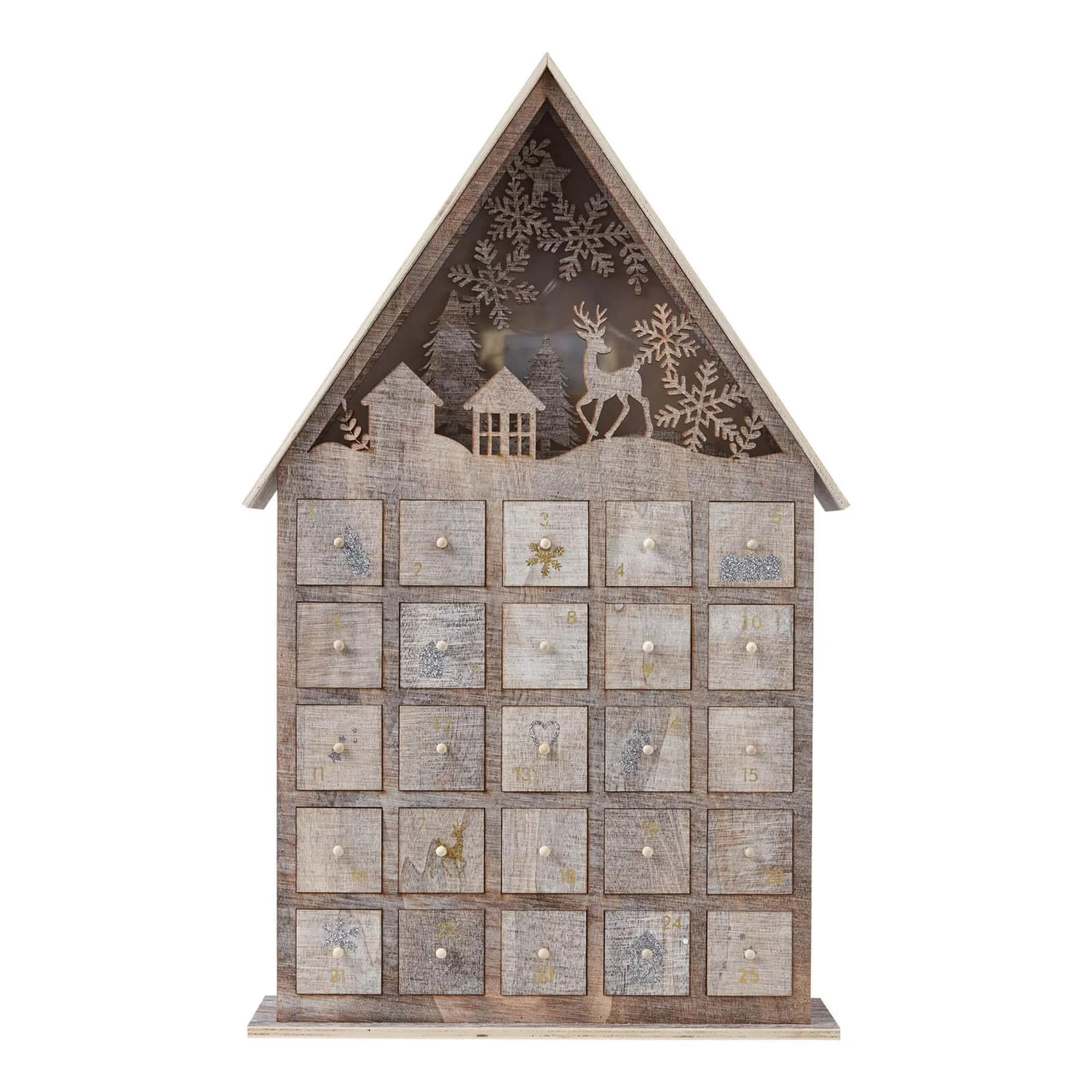 Wooden Light Up Christmas Advent Calendar House (Battery Operated) 5 Wooden Light Up Christmas Advent Calendar House (Battery Operated) - Image 3