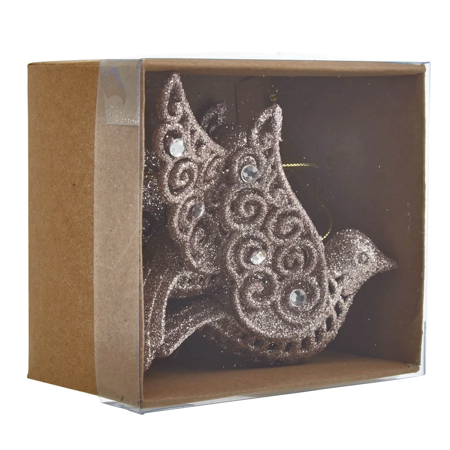 Pink Blush Glitter Bird Hanging Christmas Tree Decorations - Pack Of 2 3 Pink Blush Glitter Bird Hanging Christmas Tree Decorations - Pack Of 2