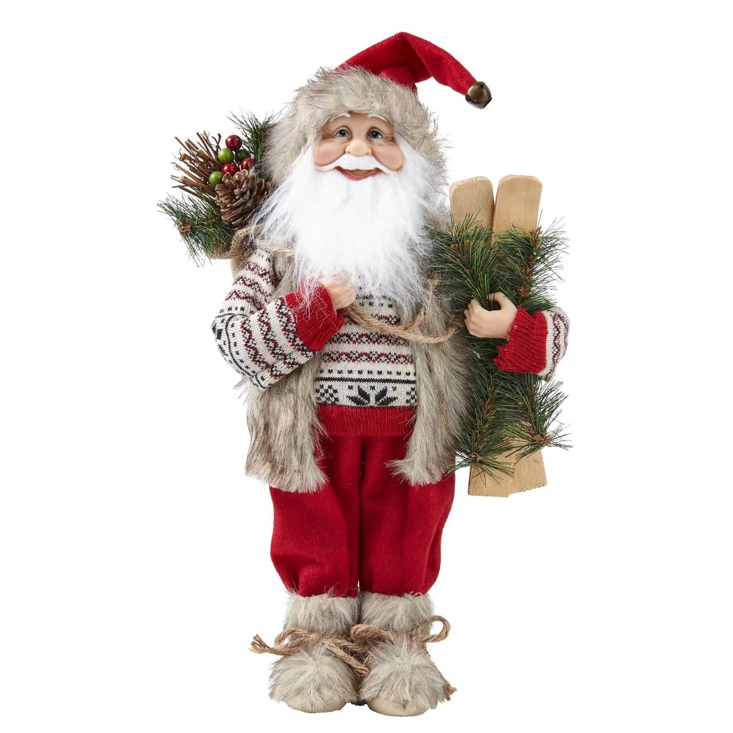 Standing Santa In Red Patterned Jumper Christmas Decoration - 40cm 3 Standing Santa In Red Patterned Jumper Christmas Decoration - 40cm