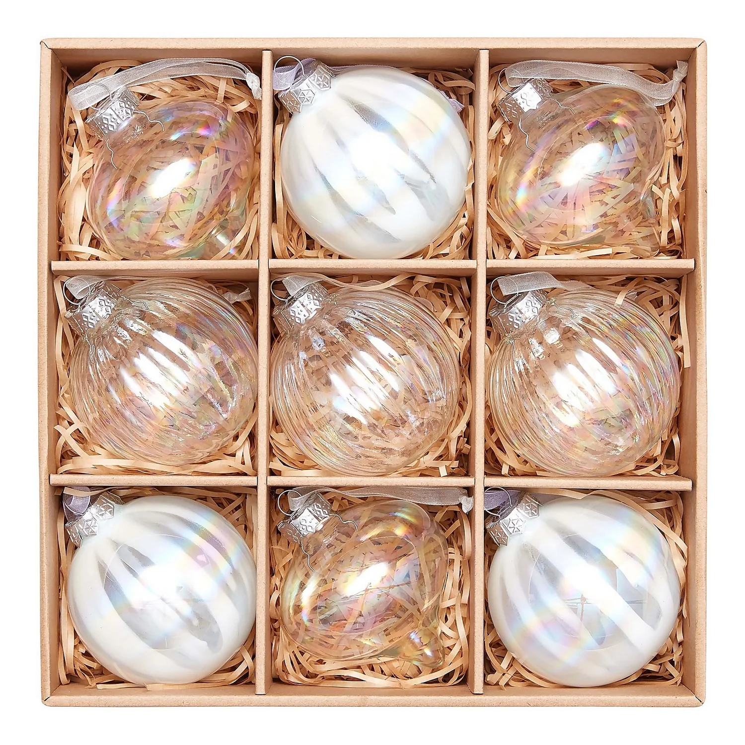 Lustre Glass Christmas Tree Baubles - 9 Pack 3 Lustre Glass Christmas Tree Baubles - 9 Pack