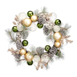 Bauble & Pinecone Christmas Wreath - 56cm