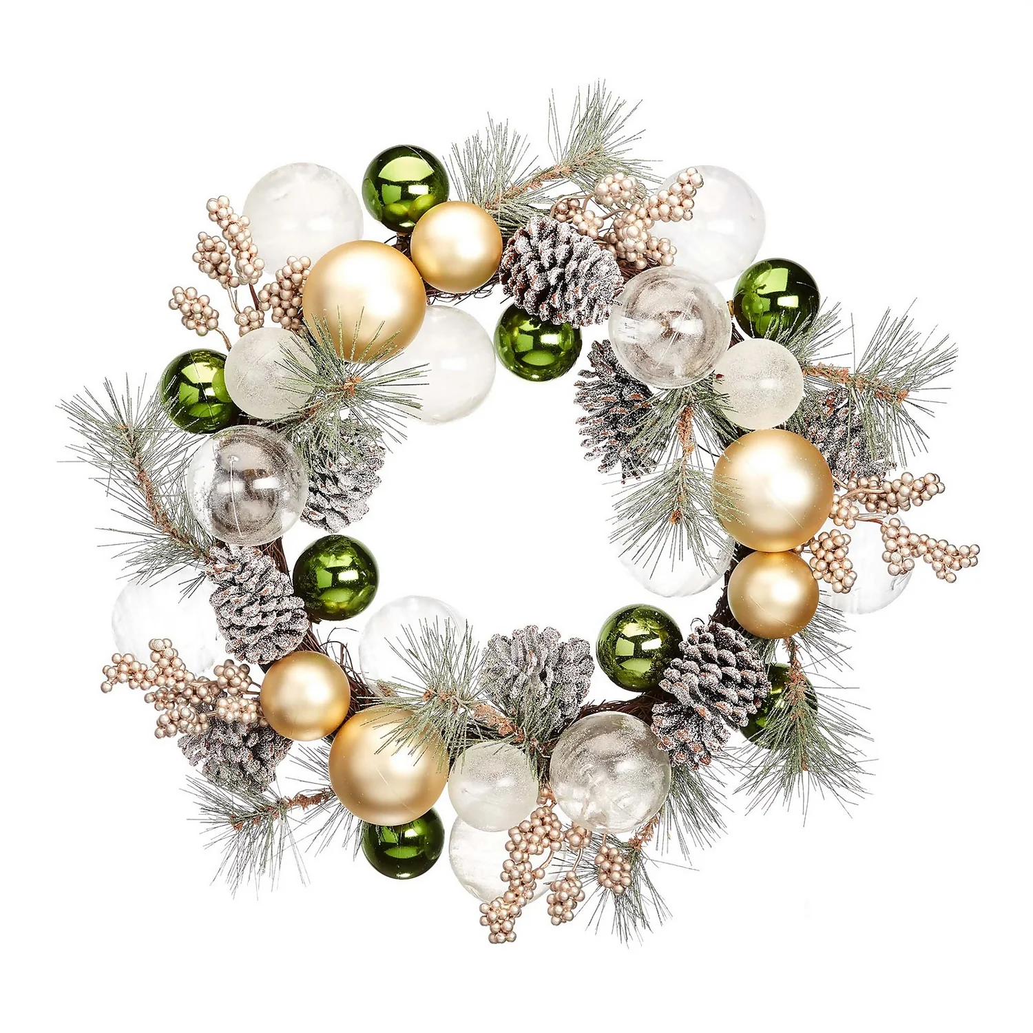 Bauble & Pinecone Christmas Wreath - 56cm 3 Bauble & Pinecone Christmas Wreath - 56cm