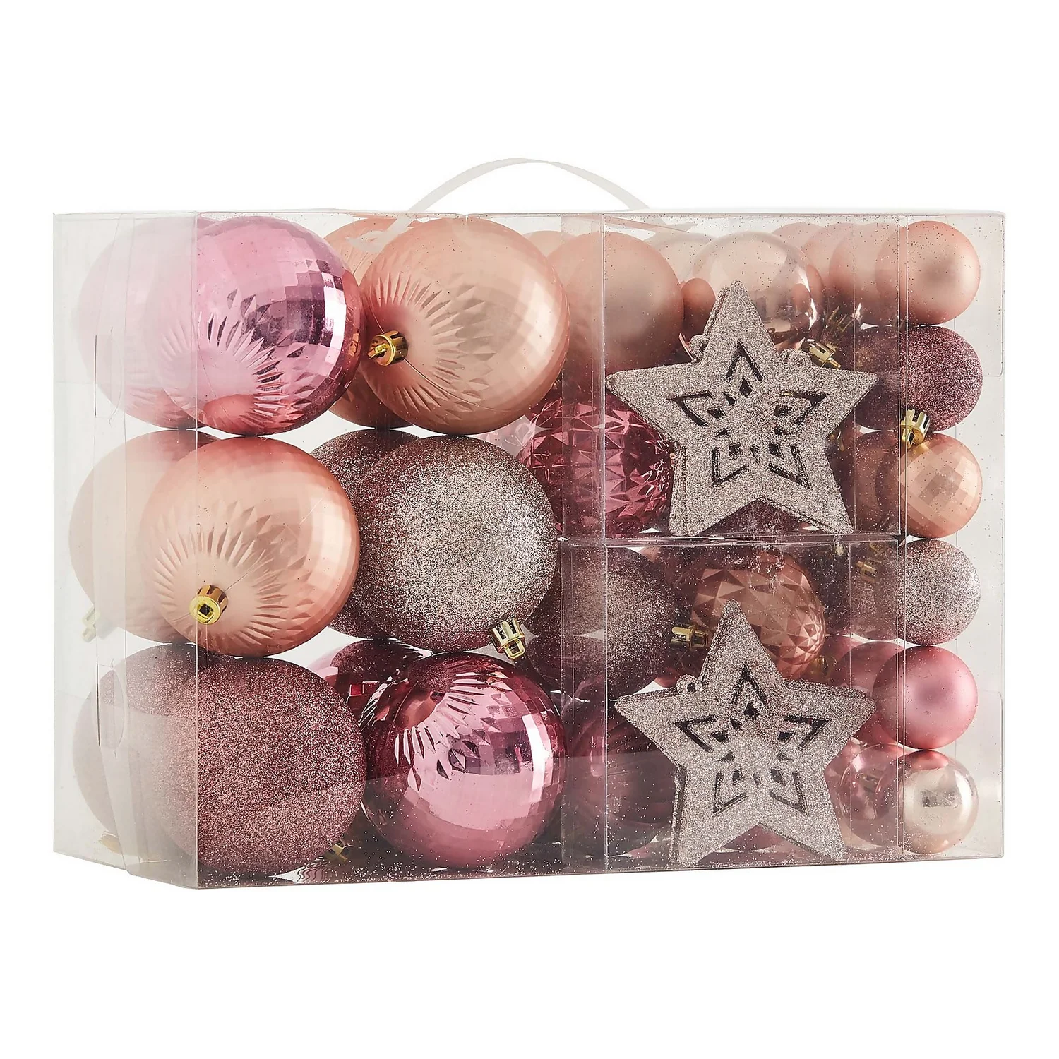 Snow Blossom Shatterproof Christmas Tree Decorations - 60 Pack 3 Snow Blossom Shatterproof Christmas Tree Decorations - 60 Pack