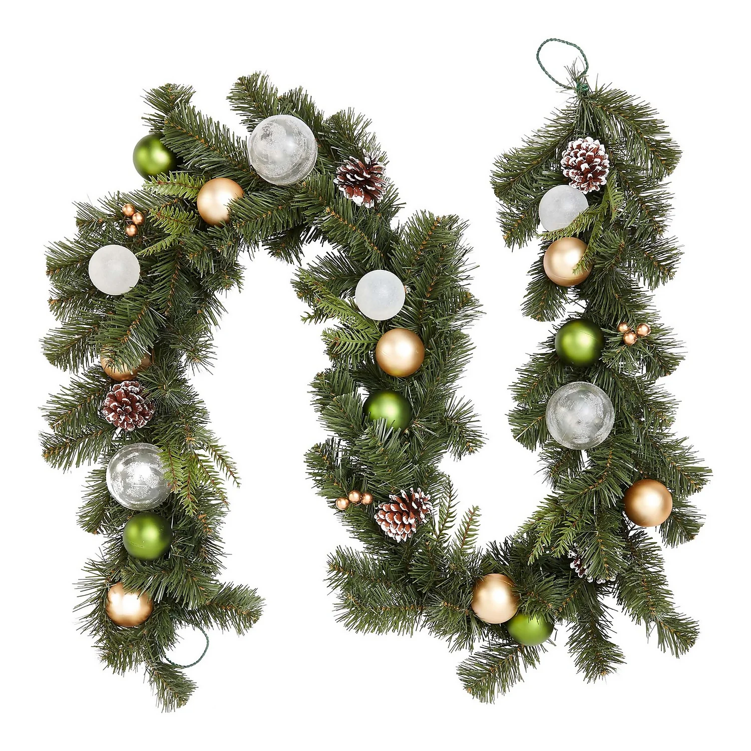 Bauble & Pinecone Christmas Garland - 210cm 3 Bauble & Pinecone Christmas Garland - 210cm