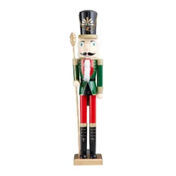 Green Wooden Nutcracker Christmas Decoration - 80cm