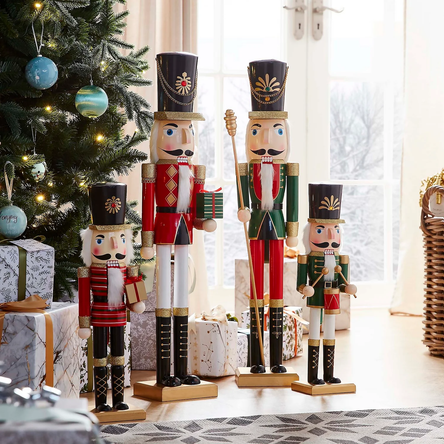 Green Wooden Nutcracker Christmas Decoration - 80cm 4 Green Wooden Nutcracker Christmas Decoration - 80cm - Image 2