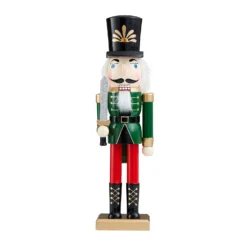 Green Wooden Nutcracker Christmas Decoration - 36cm