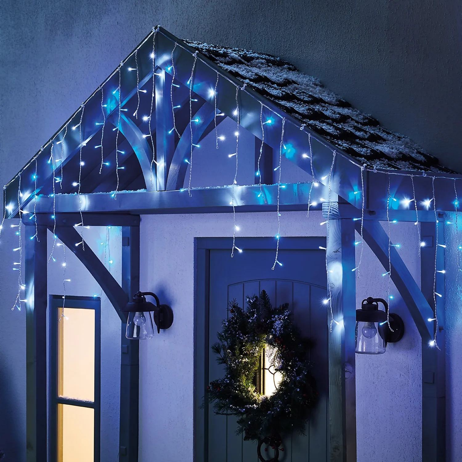 480 LED Timer Icicle String Christmas Lights - White Blue 4 480 LED Timer Icicle String Christmas Lights - White Blue - Image 2