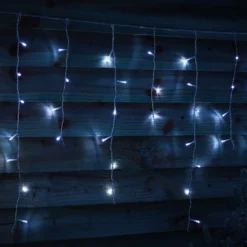 240 LED Timer Icicle String Christmas Lights - Bright White