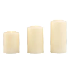3 LED Christmas Pillar Candles - White (Battery Operated)