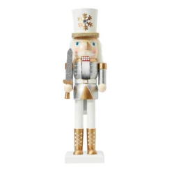 Silver Wooden Nutcracker Figure Christmas Decoration - 36cm