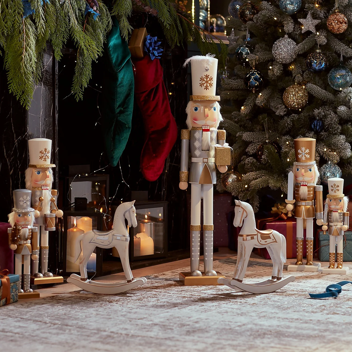 Silver Wooden Nutcracker Figure Christmas Decoration - 36cm 4 Silver Wooden Nutcracker Figure Christmas Decoration - 36cm - Image 2