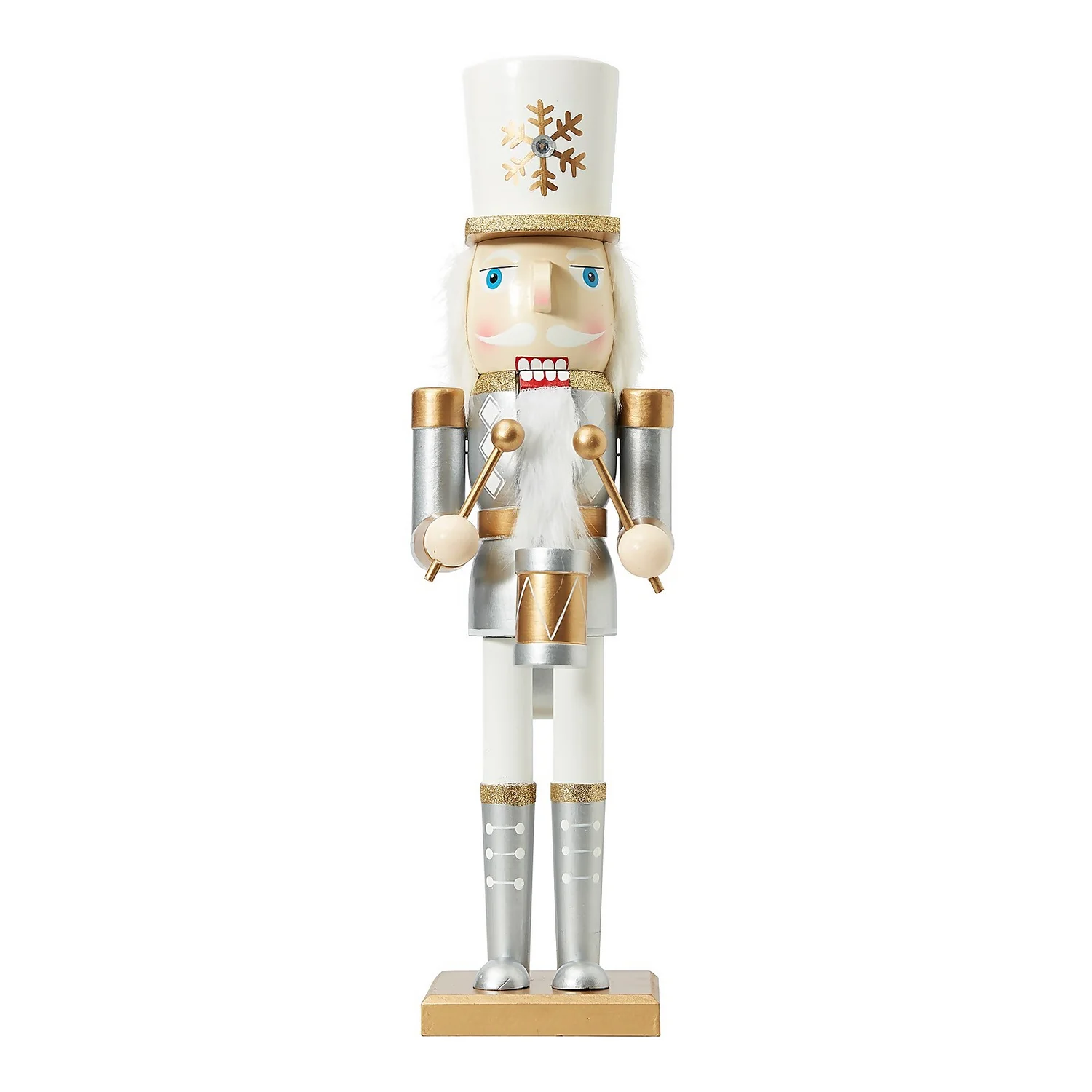 Silver Wooden Nutcracker Figure Christmas Decoration - 50cm 3 Silver Wooden Nutcracker Figure Christmas Decoration - 50cm