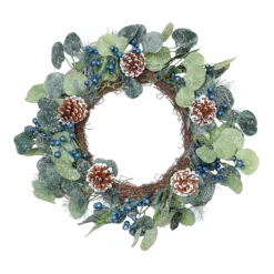 Frosted Blue Berry & Pinecone Christmas Wreath - 50cm
