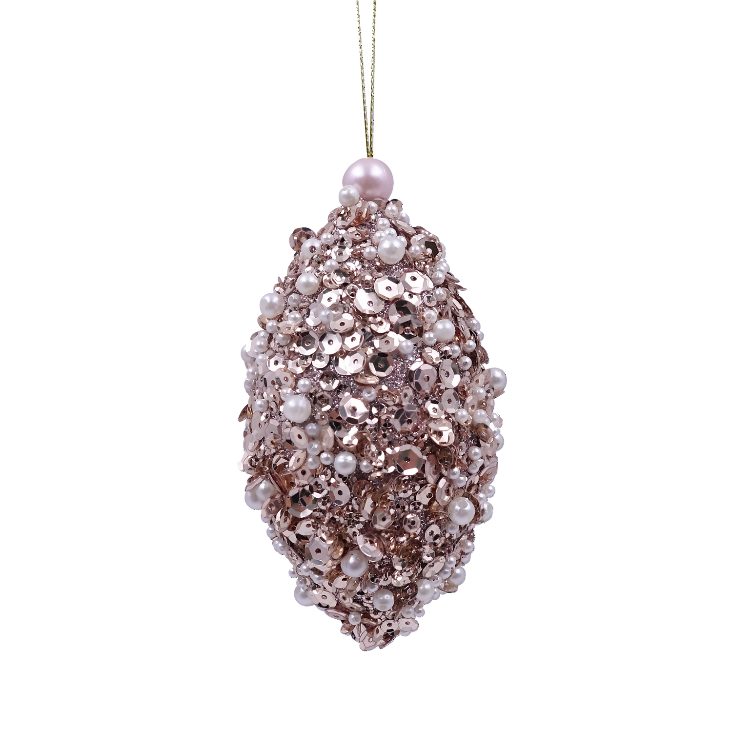 Pink Beaded Pearl Teardrop Christmas Tree Bauble - 80mm 3 Pink Beaded Pearl Teardrop Christmas Tree Bauble - 80mm