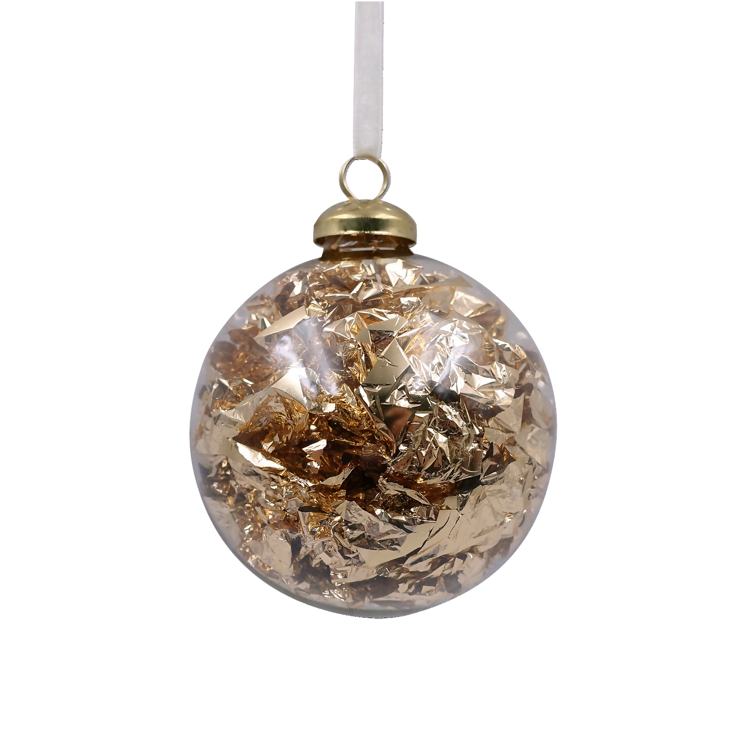 Gold & Silver Foil Christmas Tree Bauble - 90mm 3 Gold & Silver Foil Christmas Tree Bauble - 90mm
