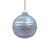 Duck Egg Beaded Stipe Glass Christmas Tree Bauble - 90mm -Christmas Decoration Shop 13700373 7554984497266799