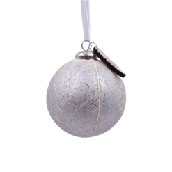 Silver Leaf Textured Christmas Tree Bauble - 90mm