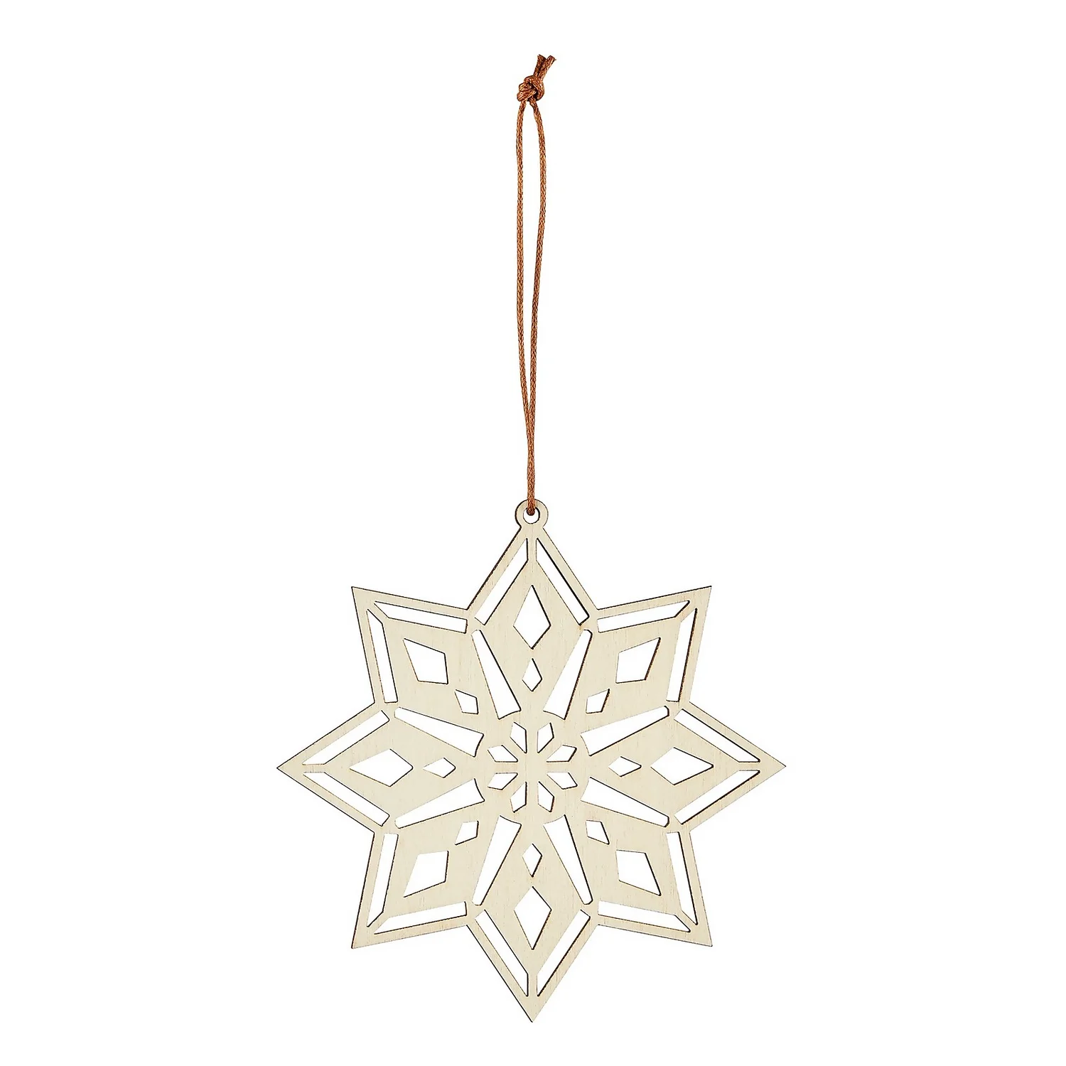 Wooden Snowflake Christmas Tree Decorations - Pack Of 6 4 Wooden Snowflake Christmas Tree Decorations - Pack Of 6 - Image 2