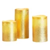 3 LED Christmas Pillar Candles - Gold (Battery Operated) -Christmas Decoration Shop 13700645 1644966107428112