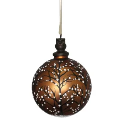 Bronze Forest Glass Christmas Tree Bauble - 90mm