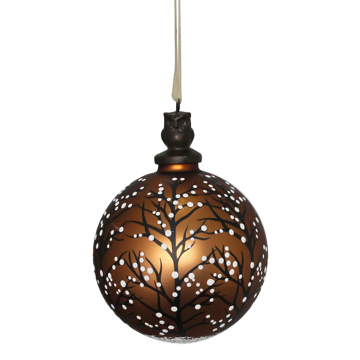 Bronze Forest Glass Christmas Tree Bauble - 90mm 3 Bronze Forest Glass Christmas Tree Bauble - 90mm