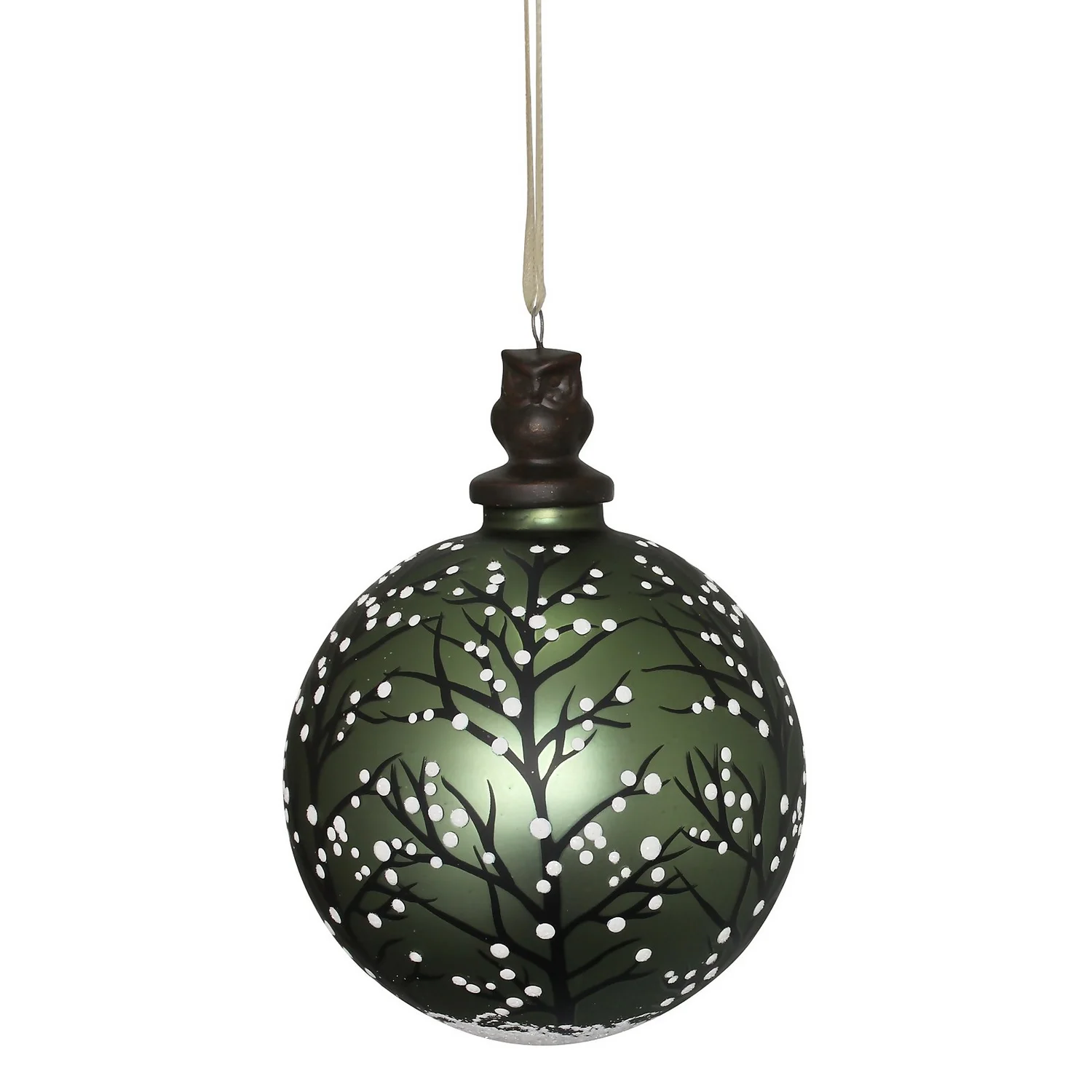 Green Forest Glass Christmas Tree Bauble - 90mm 3 Green Forest Glass Christmas Tree Bauble - 90mm