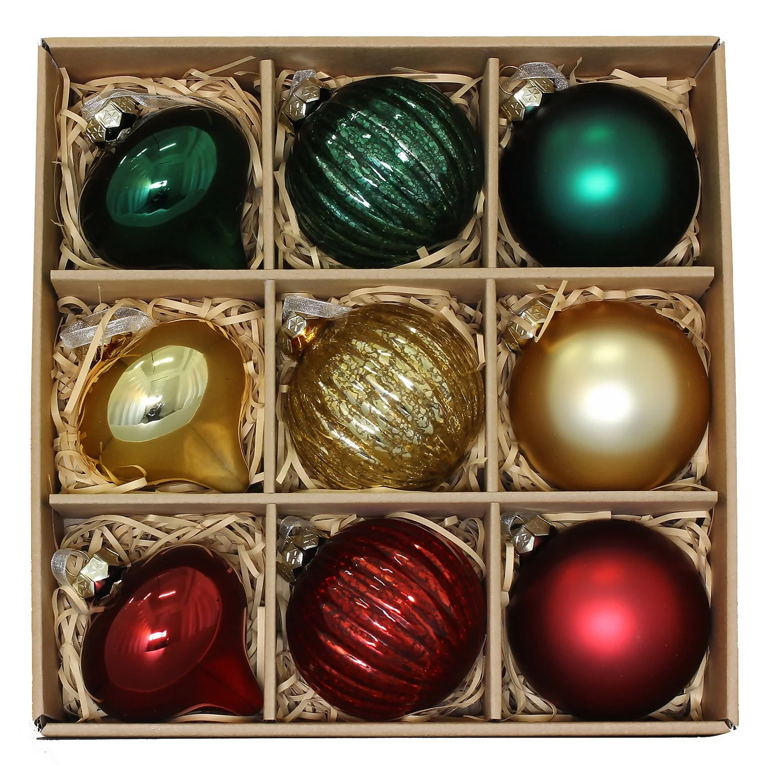 Country Gathering Premium Glass Christmas Tree Baubles - Pack Of 9 3 Country Gathering Premium Glass Christmas Tree Baubles - Pack Of 9