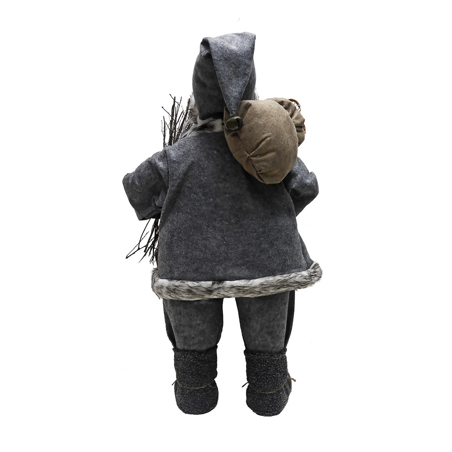 Traditional Standing Father Christmas With Grey Coat - 80cm 4 Traditional Standing Father Christmas With Grey Coat - 80cm - Image 2