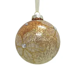 Bronze Antique Floral Christmas Tree Bauble - 90mm