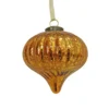 Copper Ribbed Mercury Glass Onion Christmas Tree Bauble - 90mm