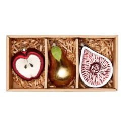 Festive Fruit Glass Christmas Tree Decoration Set - Pack Of 3