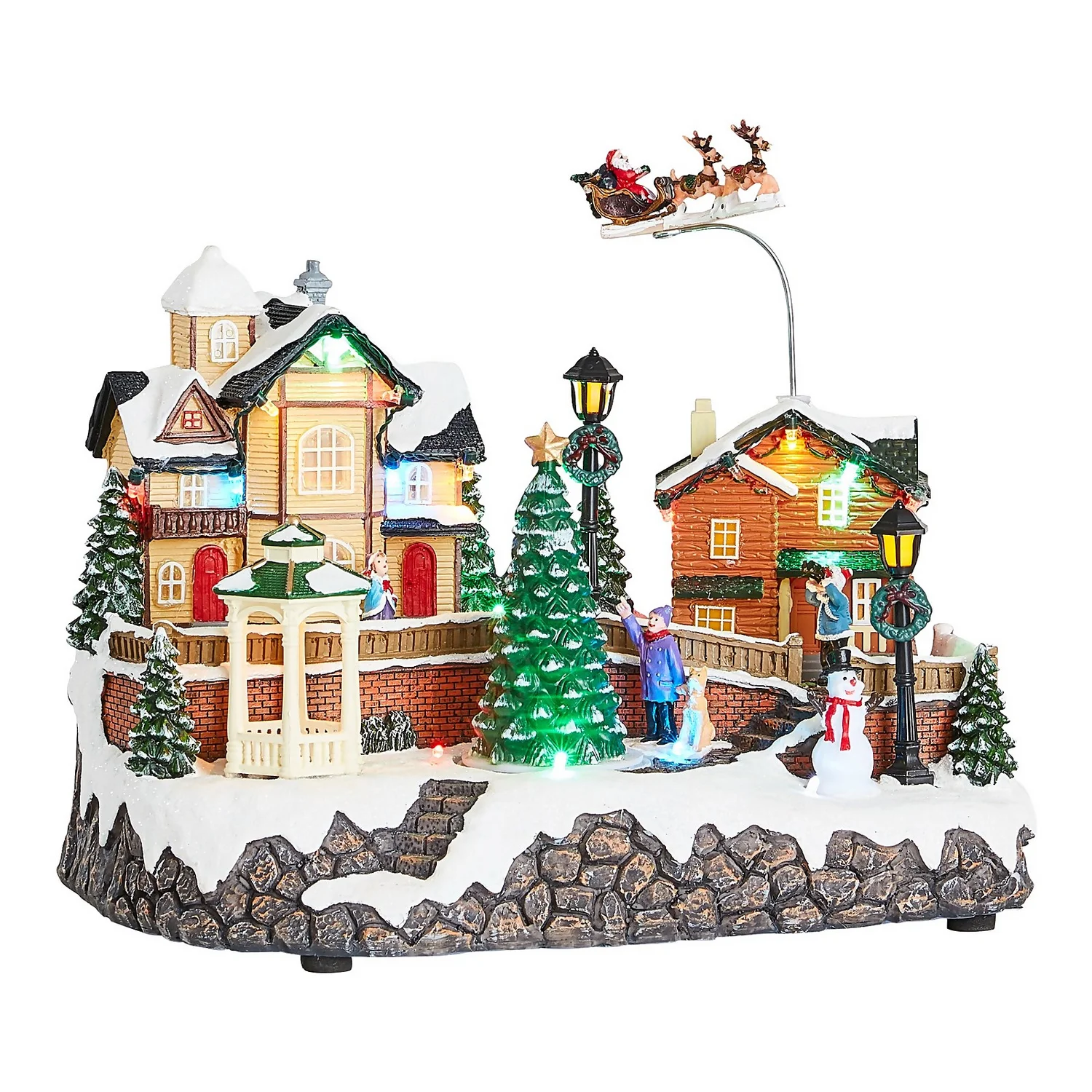 Christmas Village With Rotating Tree LED Christmas Decoration 3 Christmas Village With Rotating Tree LED Christmas Decoration