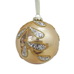 Gold Silver Leaf Glass Christmas Tree Bauble - 90mm