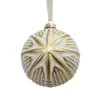 White & Gold Debossed Star Pattern Glass Christmas Tree Bauble -Christmas Decoration Shop 13727338 5764984563077415