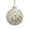 White & Gold Debossed Leaf Glass Christmas Tree Bauble -Christmas Decoration Shop 13727340 3364984563046443