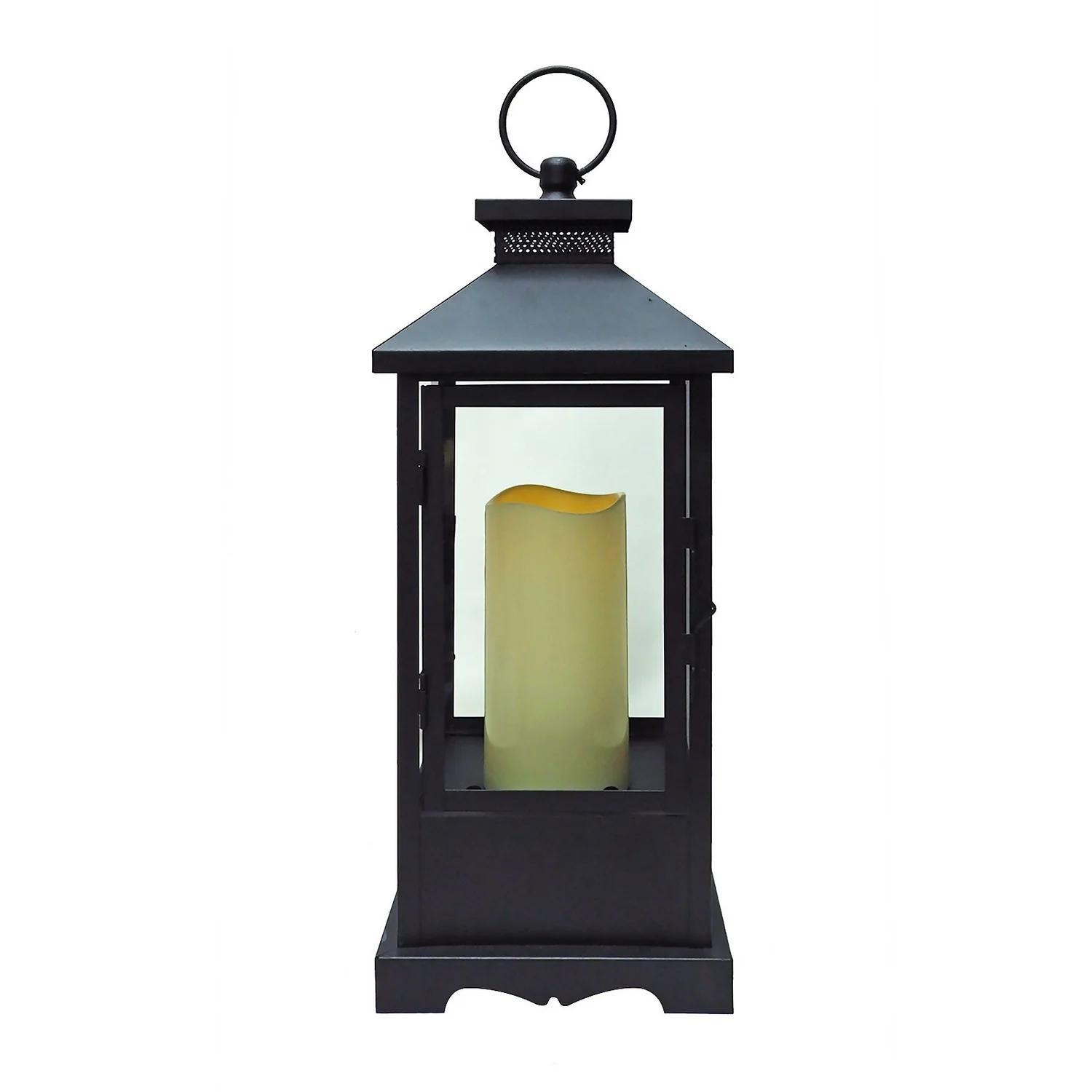 Black Christmas Lantern With LED Candle 3 Black Christmas Lantern With LED Candle
